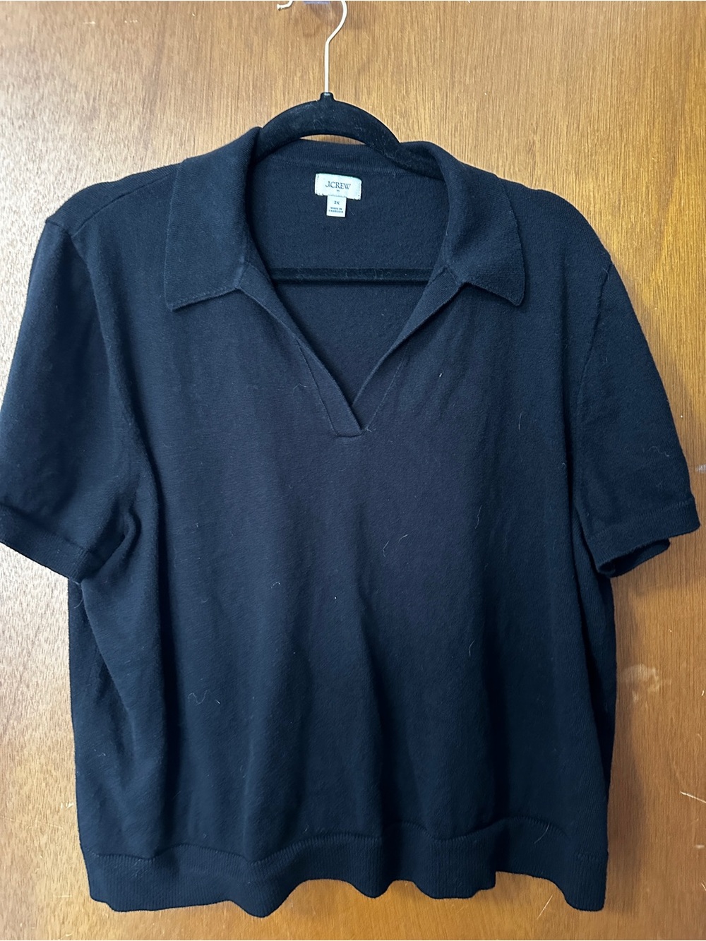 J. Crew Black Short-Sleeve cotton-blend sweater-polo